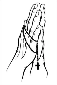 Praying with a Rosary Stock Illustration