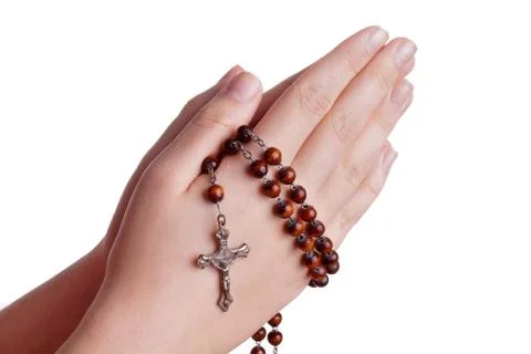 Praying with Rosary Stock Photos