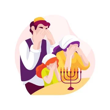 Praying together isolated cartoon vector illustration. Stock Illustration