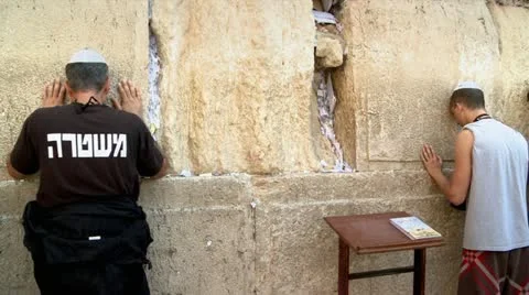 Prays at the western Wall - Jerusalem Stock Footage 18097645