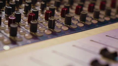 Pre amp knobs and switchers on mixing console panel board 動画素材 270630657