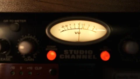 Pre Amp VU Meter Close Up Stock Footage 97293987