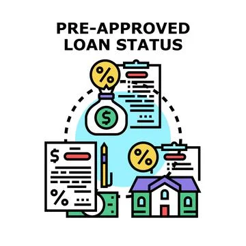 Pre approved loan status concept developing credit approval Stock Illustration