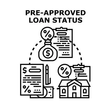 Pre approved loan status concept developing credit approval Stock Illustration