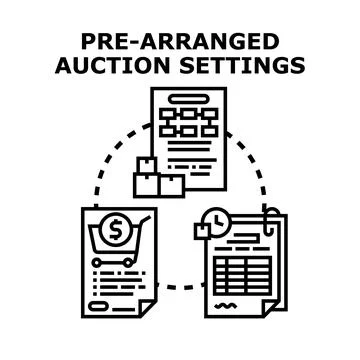 Pre arranged auction settings concept vector illustration Stock Illustration