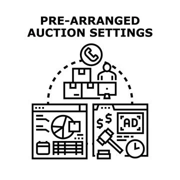 Pre arranged auction settings planning online bidding strategy Stock Illustration
