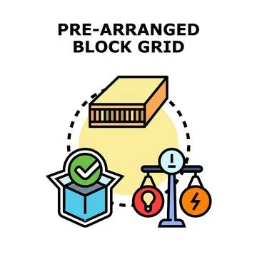 Pre arranged block grid system concept illustrating components Ilustración de archivo