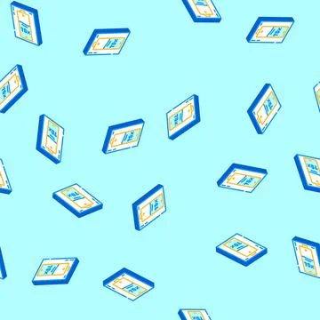 Pre charged isometric icon seamless pattern Illustrazione stock