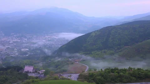 Pre-dawn morning mist in Yufuin (Yufuin, Yufu City, Oita Prefecture) Stock Footage 341952947