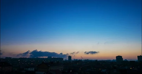 Pre-dawn twilight and the first rays of the rising sun Stock-Footage 74541298