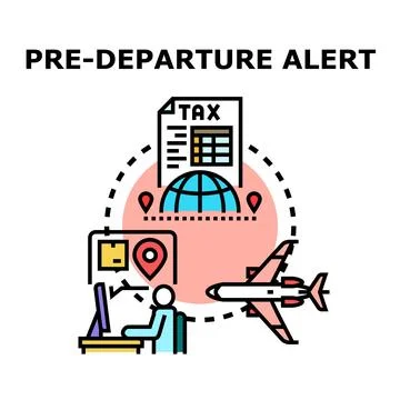Pre departure alert message preparing for international travel Stock Illustration