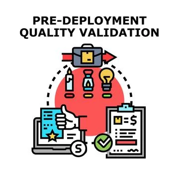 Pre deployment quality validation concept for software development Illustrazione stock