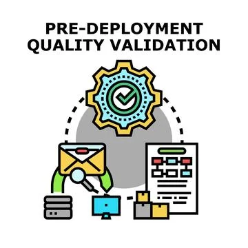 Pre deployment quality validation process concept art 스톡 일러스트