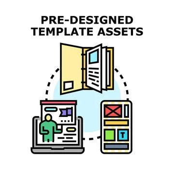 Pre designed template assets for digital solutions evolution Stock Illustration