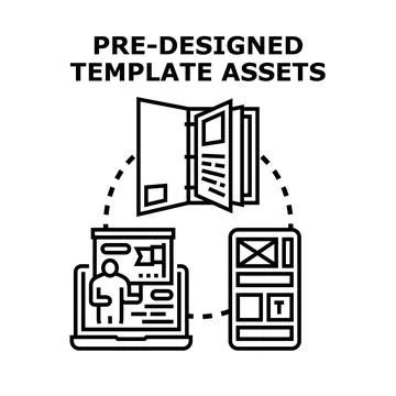 Pre designed template assets for digital solutions evolution Stock Illustration