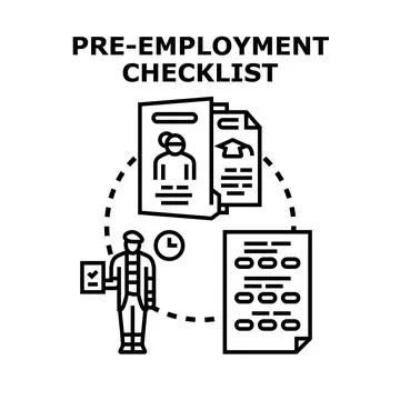 Pre employment checklist for hiring process documentation Stock Illustration