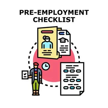 Pre employment checklist for hiring process documentation Stock Illustration