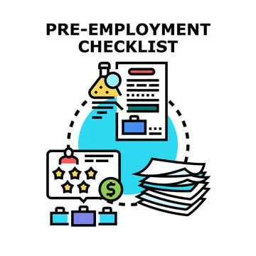 Pre employment checklist process with candidate evaluation and document revie Stock Illustration