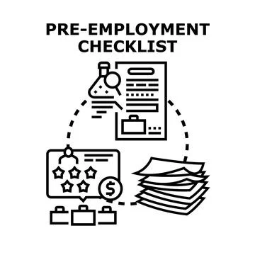 Pre employment checklist process with candidate evaluation and document revie Stock Illustration