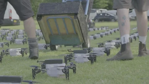 Pre-Flight Checks on a Fleet of Drones 4K Log Footage Stock Footage 288999985