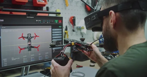 Pre Flight Validation Engineer Testing And Adjusting Drone Performance Stock Footage 322097415