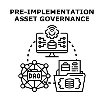 Pre implementation asset governance concept illustrating the process of manag Stock Illustration