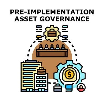 Pre implementation asset governance process management Stock Illustration