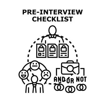 Pre interview checklist preparing for job assessment Stockillustratie