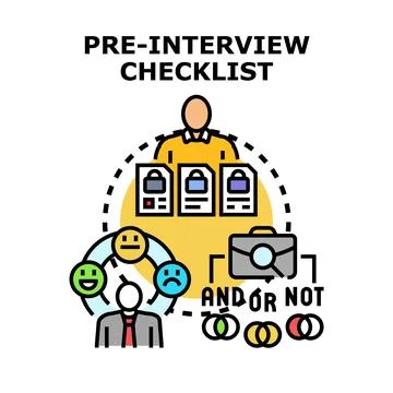 Pre interview checklist preparing for job assessment Stock Illustration