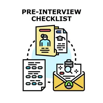 Pre interview checklist preparing for job application Stock Illustration