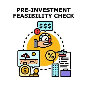 Pre investment feasibility checking project evaluation and financial analysis Stockillustratie