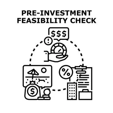 Pre investment feasibility checking project evaluation and financial analysis Stock Illustration