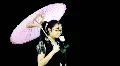 Pre keyed green screen Asian girl and umbrella HD Footage