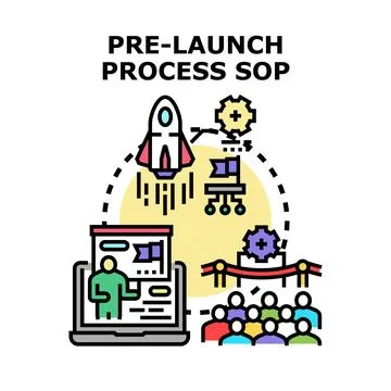 Pre launch process standard operating procedure concept Stock Illustration