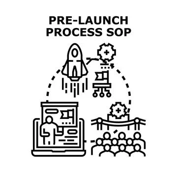 Pre launch process standard operating procedure concept Stock Illustration