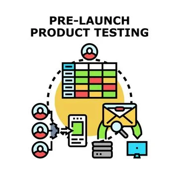 Pre launch product testing process vector concept Stockillustratie