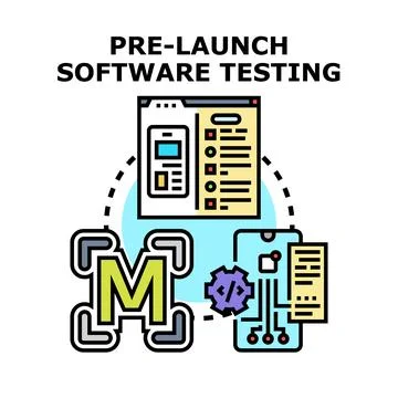 Pre launch software testing development workflow and quality assurance Illustrazione stock