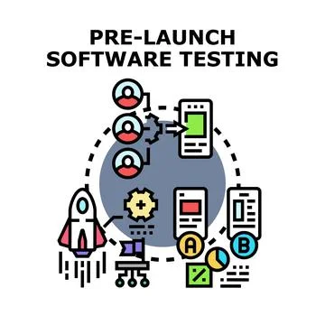 Pre launch software testing process and quality assurance 库存插图