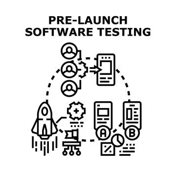 Pre launch software testing process and quality assurance Stock Illustration