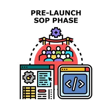 Pre launch standard operating procedure phase development process Stock Illustration