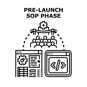 Pre launch standard operating procedure phase development process Stock Illustration