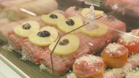 Pre-made food in store Video stock 12581273