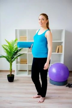 Pre-natal exercises at home Stock Photos