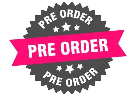 Pre order. pre order round pink label isolated on transparent background Stock Illustration
