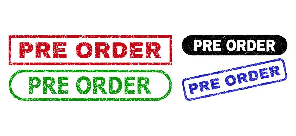 PRE ORDER Rectangle Stamp Seals with Grunged Texture Stock Illustration