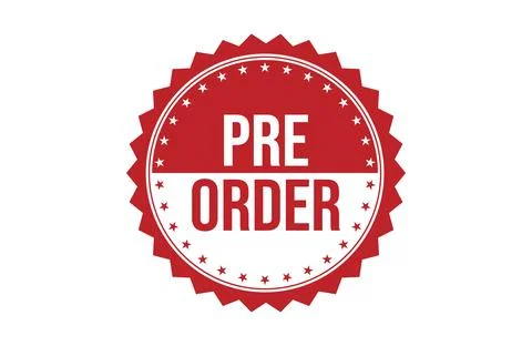 Pre order red ribbon label banner. Stock Illustration