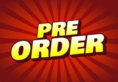 Pre order. Text effect for social media promotion needs. Red yellow gradient Stock Illustration