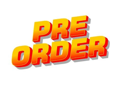 Pre order. Text effect for social media or print media needs. Yellow red Stock Illustration