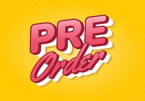 Pre order. Text effect for social media promotion needs. Pink white Stock Illustration