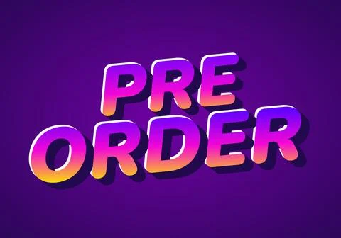 Pre order. Text effect for social media or print media needs. Purple pink y.. Stock Illustration